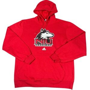 Adidas NIU Northern Illinois University Huskies Red Hoodie Sweatshirt Size Small